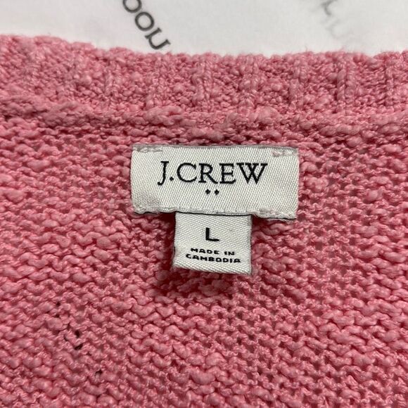 J. Crew V-neck slub cotton textured sweater pullover Soft pink Large - Picture 9 of 12
